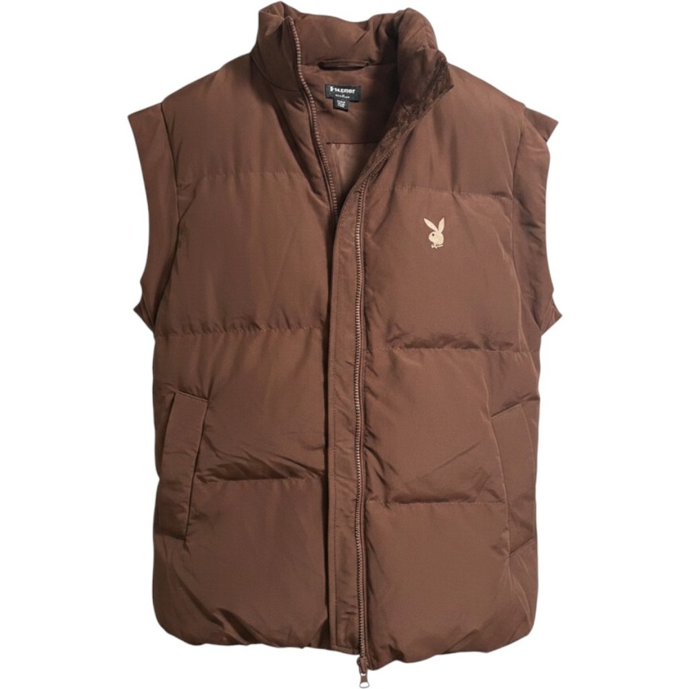 Playboy by PacSun Brown Puffer Vest Sleeveless Jacket XS/S NWT 0018-020